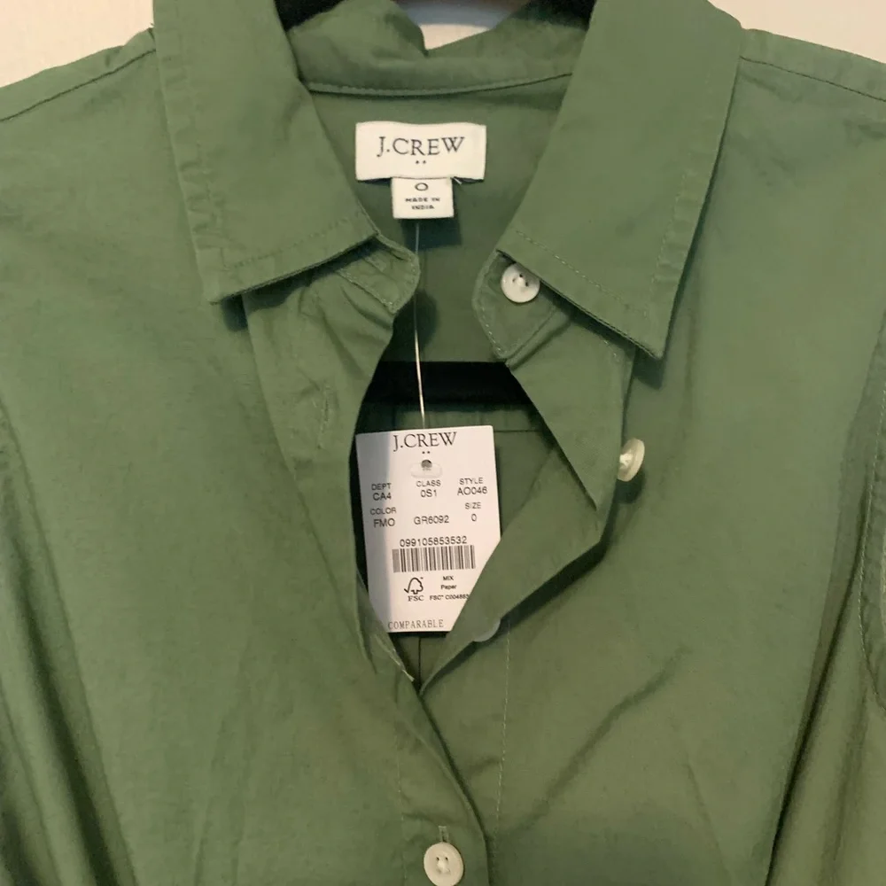 NWT J Crew Sleeveless Button Up Belted Dress in Olive Size 0 - Picture 6 of 8